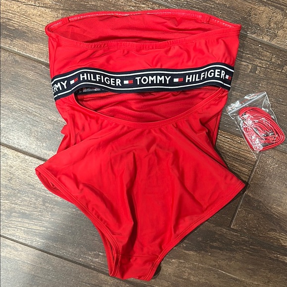 Tommy Hilfiger Strapless Red Swimsuit - Picture 2 of 4